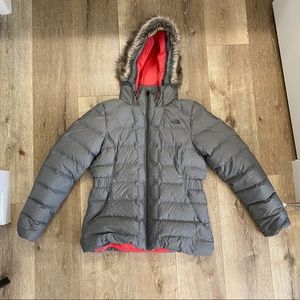 North face 550 puffy coat grey size large